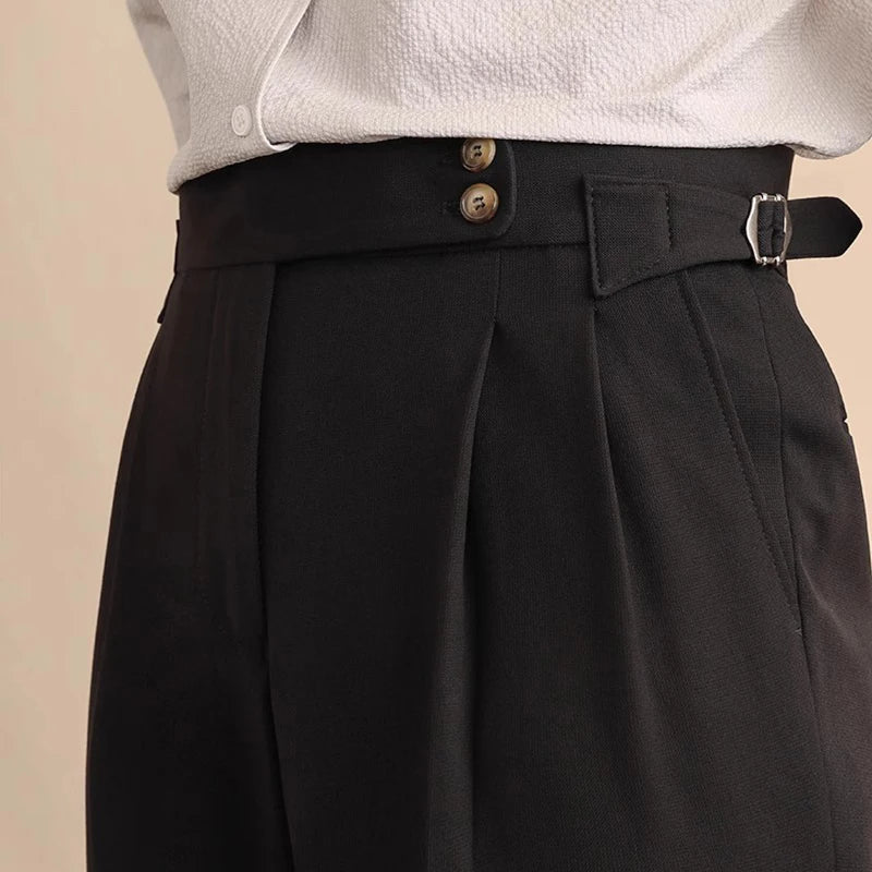 New Business Men Luxury Dropping Suit Pants Casual Solid Color Premium Dress Pants Commercial Parisian Button-Down Style Trouser