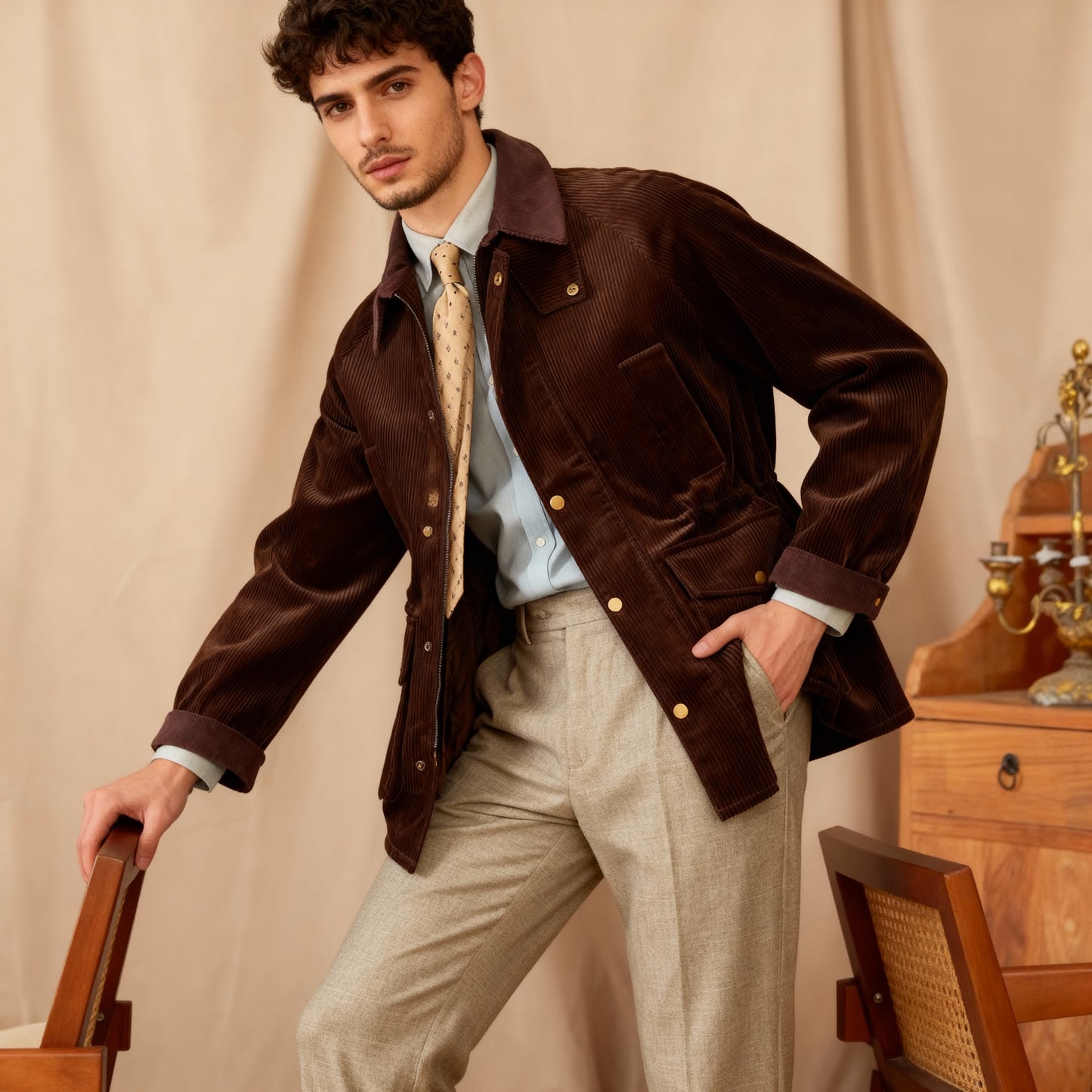 Warm Cotton Corduroy Jacket British Hunting