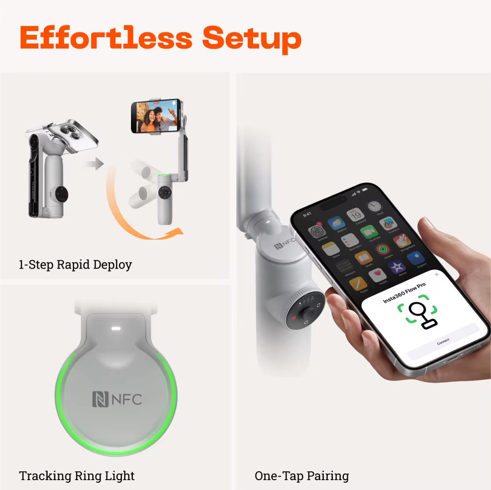 Flow Pro - Ai-Powered Gimbal Stabilizer for Smartphone, Apple Dockkit Enabled, 360º Tracking, 3-Axis Stabilization
