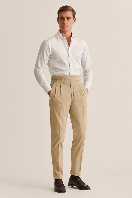 High-Waisted Straight-Leg Corduroy Pants
