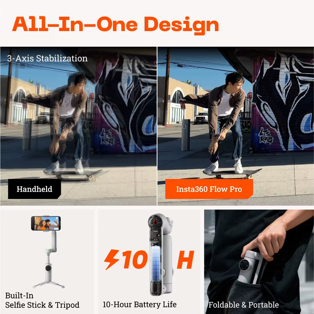 Flow Pro - Ai-Powered Gimbal Stabilizer for Smartphone, Apple Dockkit Enabled, 360º Tracking, 3-Axis Stabilization