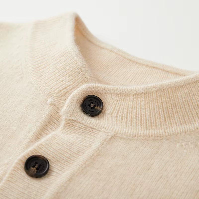 Men'S Sweater 100% Merino Wool Sweater Men'S Half Height Stand up Collar Knitted Pullover Casual Business Warm Sweater Winter