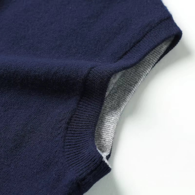 New Product Launch: Men'S Double-Sided Zipper Knitted Vest 100% Merino Wool Sweater Winter Thick Warm Stand up Collar Cardigan