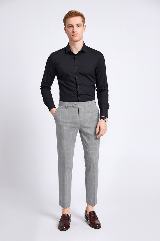 Plaid Pattern Formal Dress Pants Men
