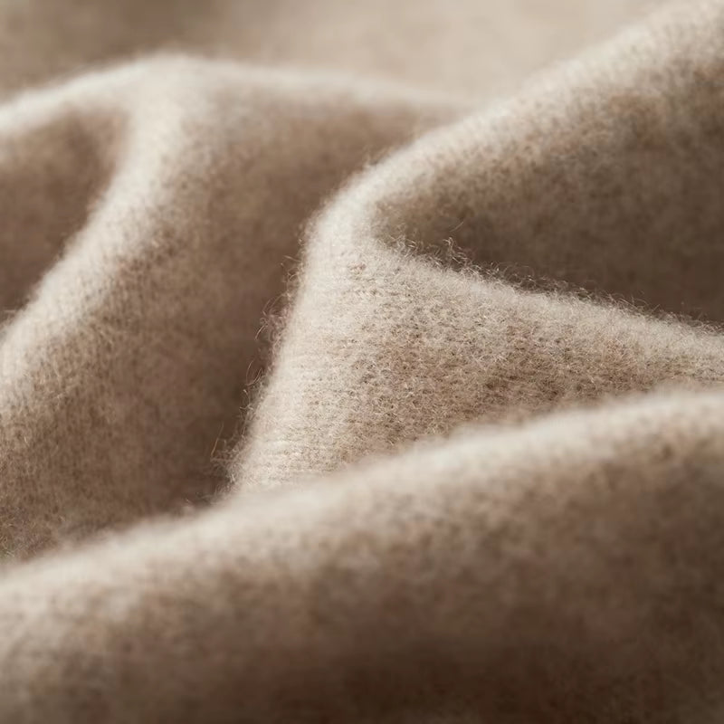 Men'S New round Neck Cardigan 100% Merino Wool Knitted Sweater Casual Loose Long Sleeved Coat Autumn and Winter Thick Warm Jacke