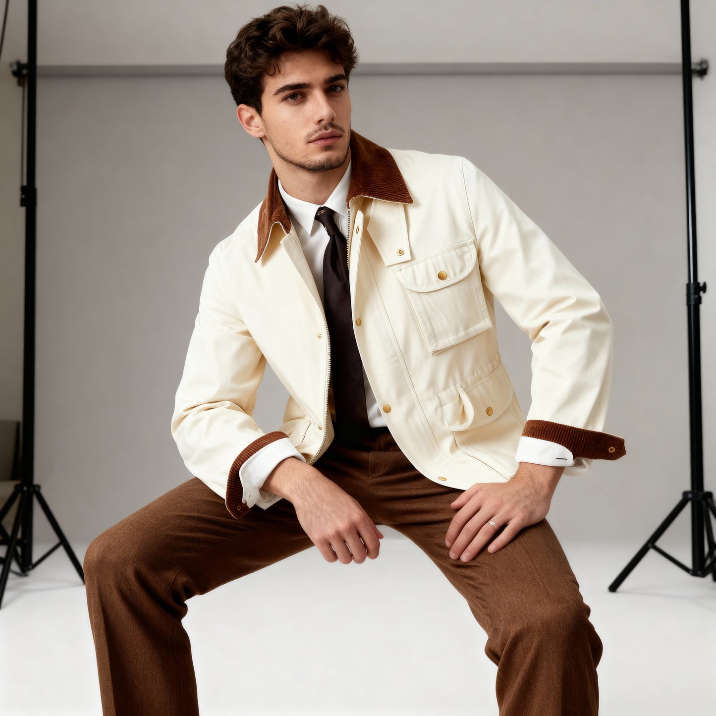 Italian Jacket Warm Fishbone Texture Pattern Casual Jacket for Men