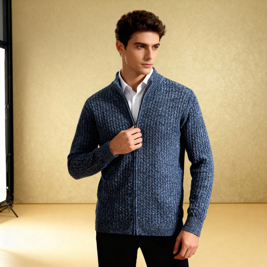 100% Merino Wool Stand Collar Cardigan