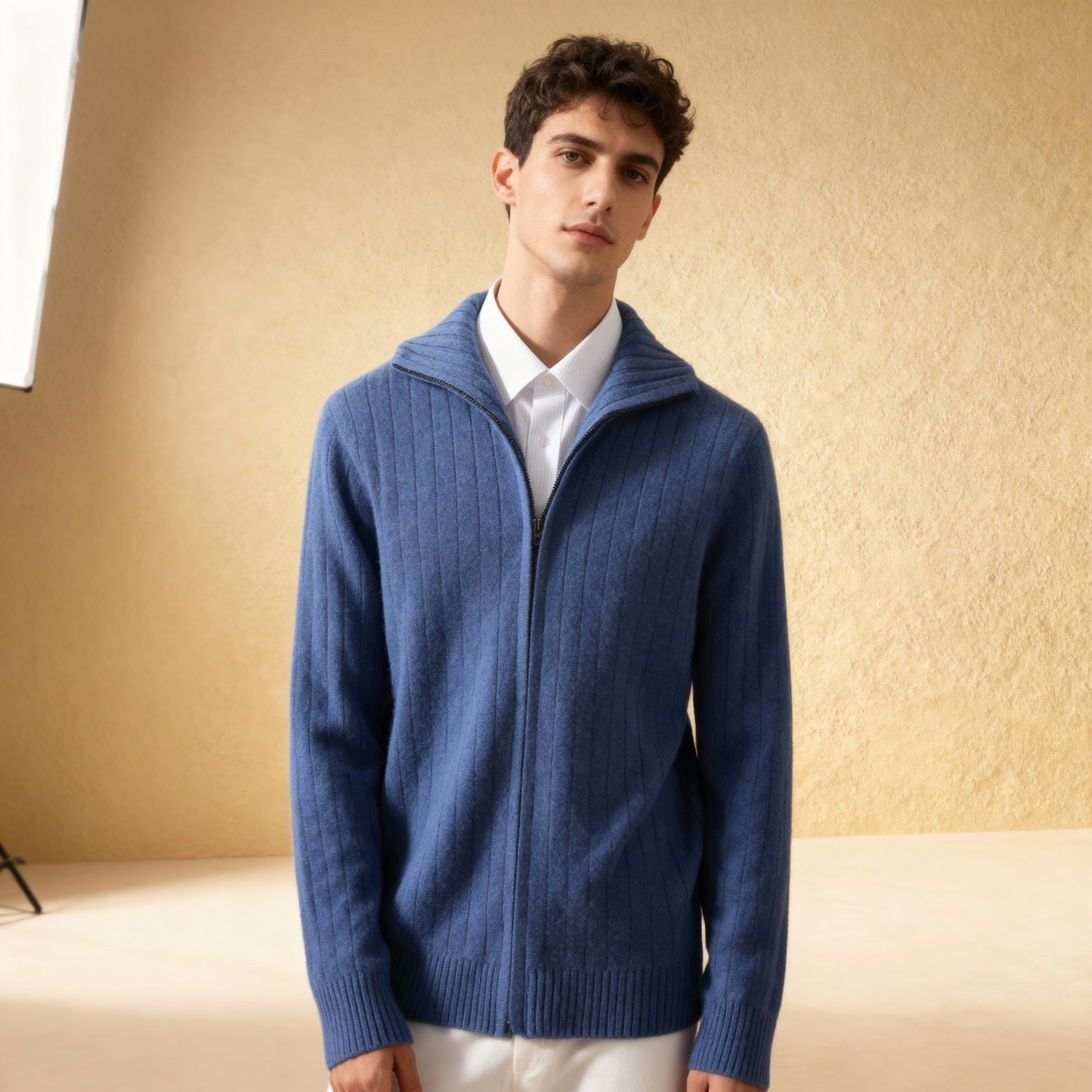 100% Merino Wool Sweater Business Casual Zipper