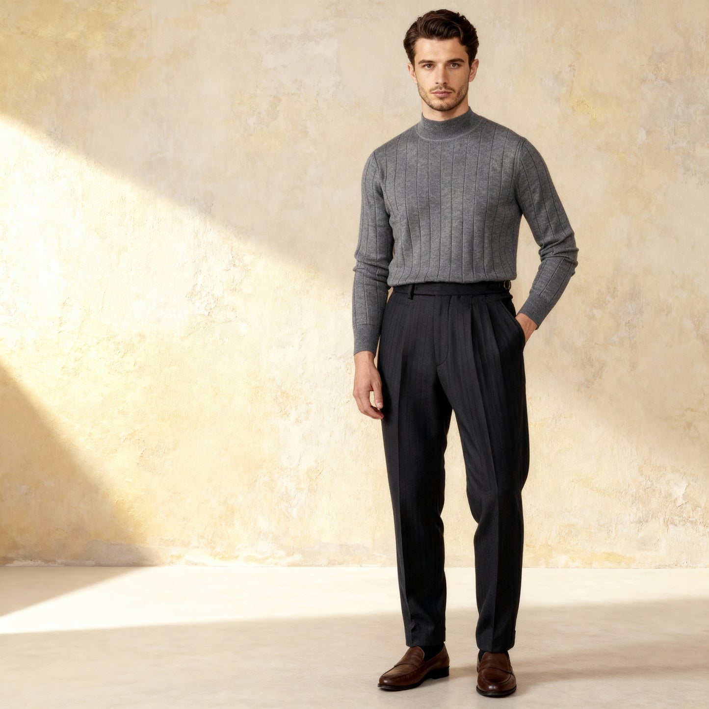 Italian Long-Sleeved Half-Turtleneck Sweater