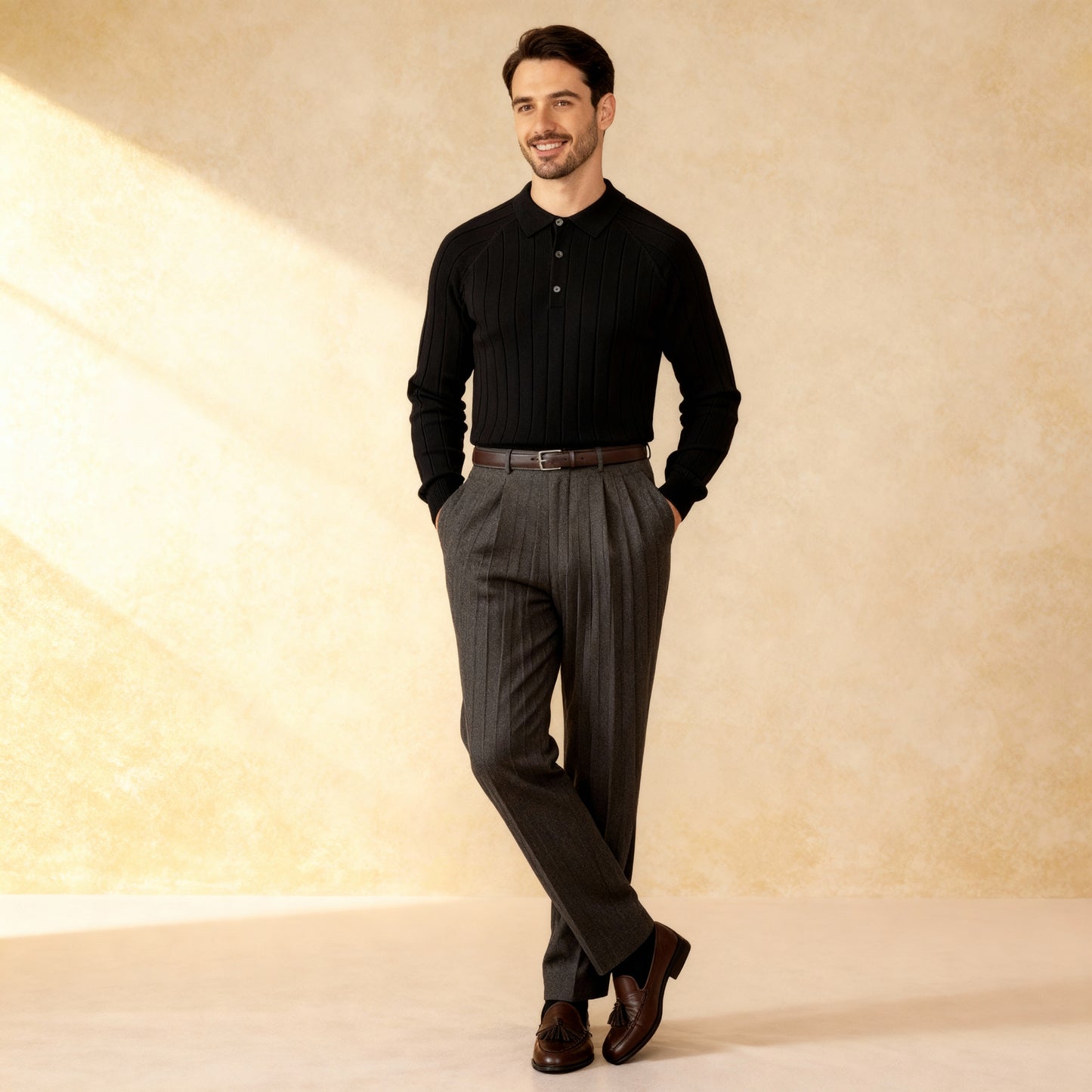 Slim-Fit Lapel Long-Sleeved POLO  Sweater