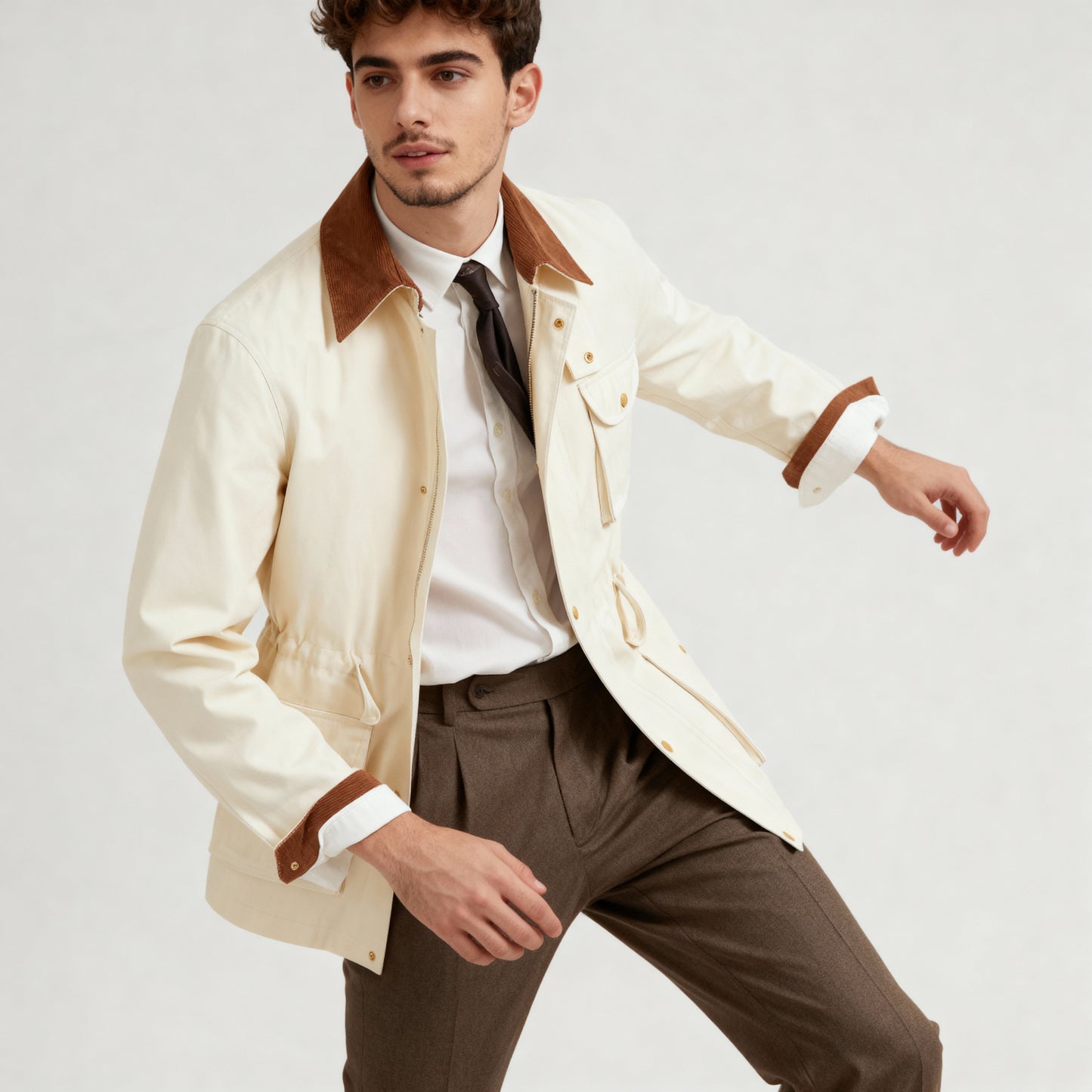 Italian Jacket Warm Fishbone Texture Pattern Casual Jacket for Men