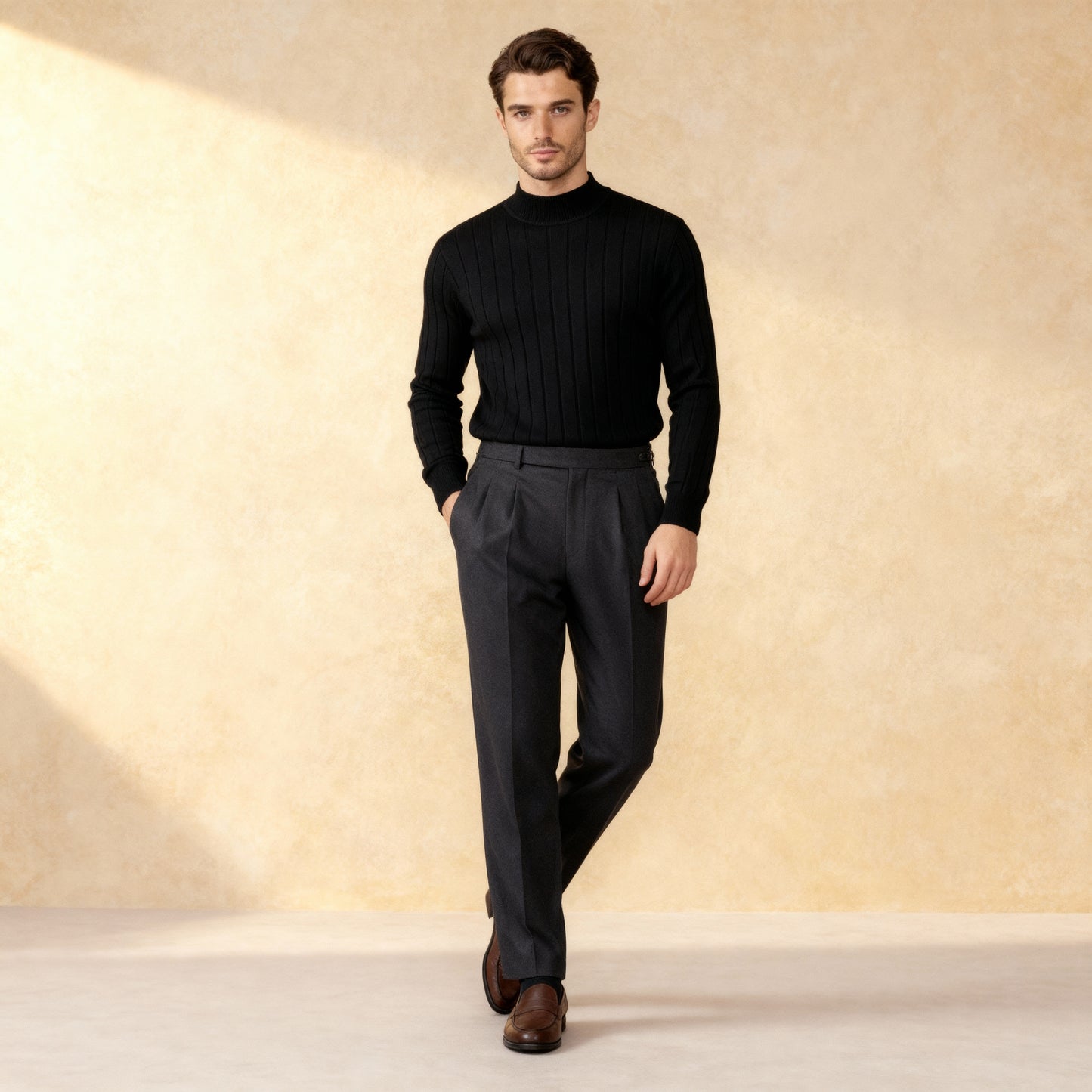 Italian Long-Sleeved Half-Turtleneck Sweater