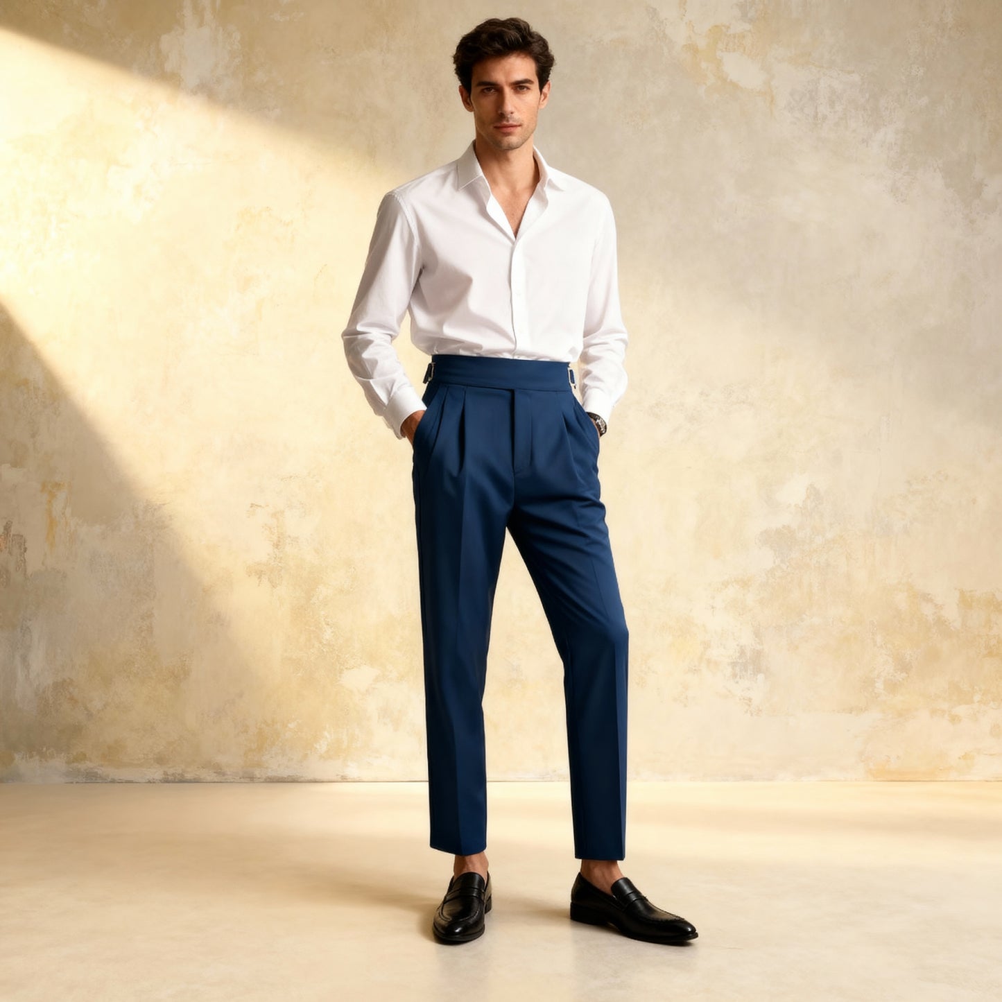 Retro High Waist Straight Trousers