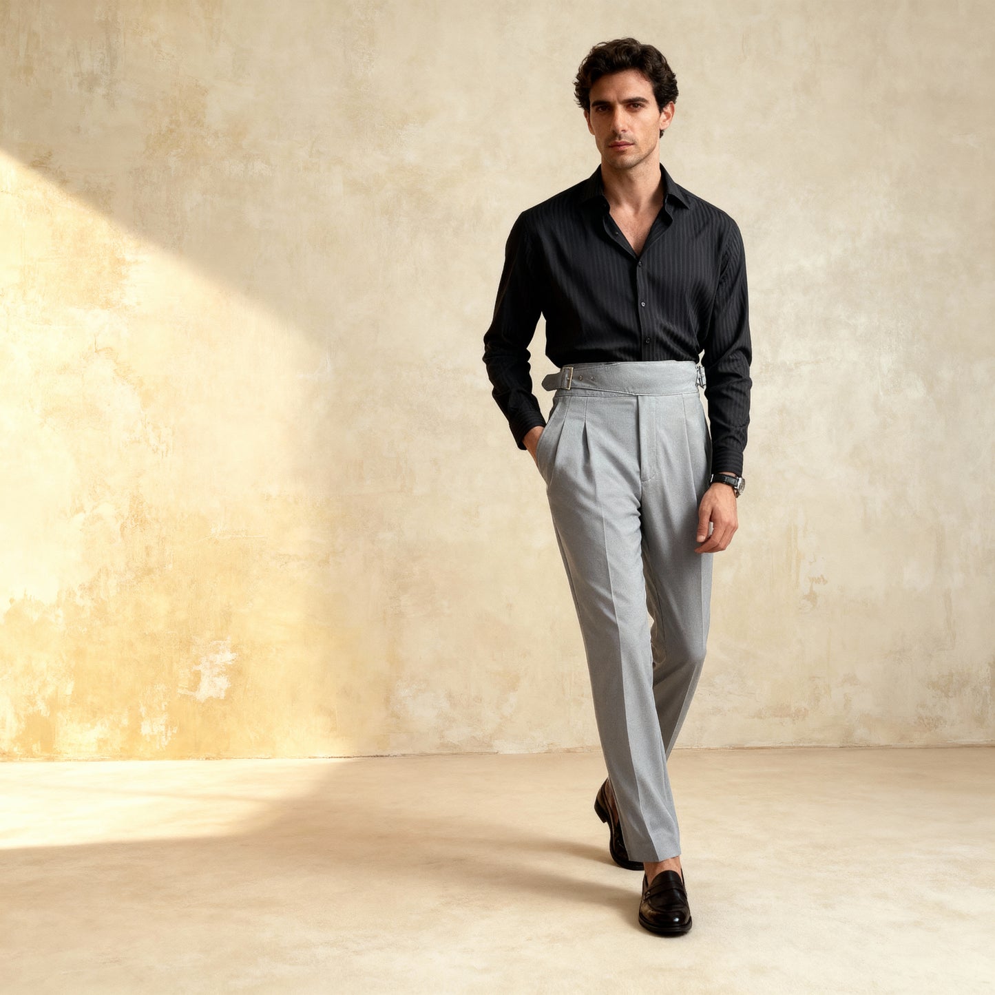 Retro High Waist Straight Trousers