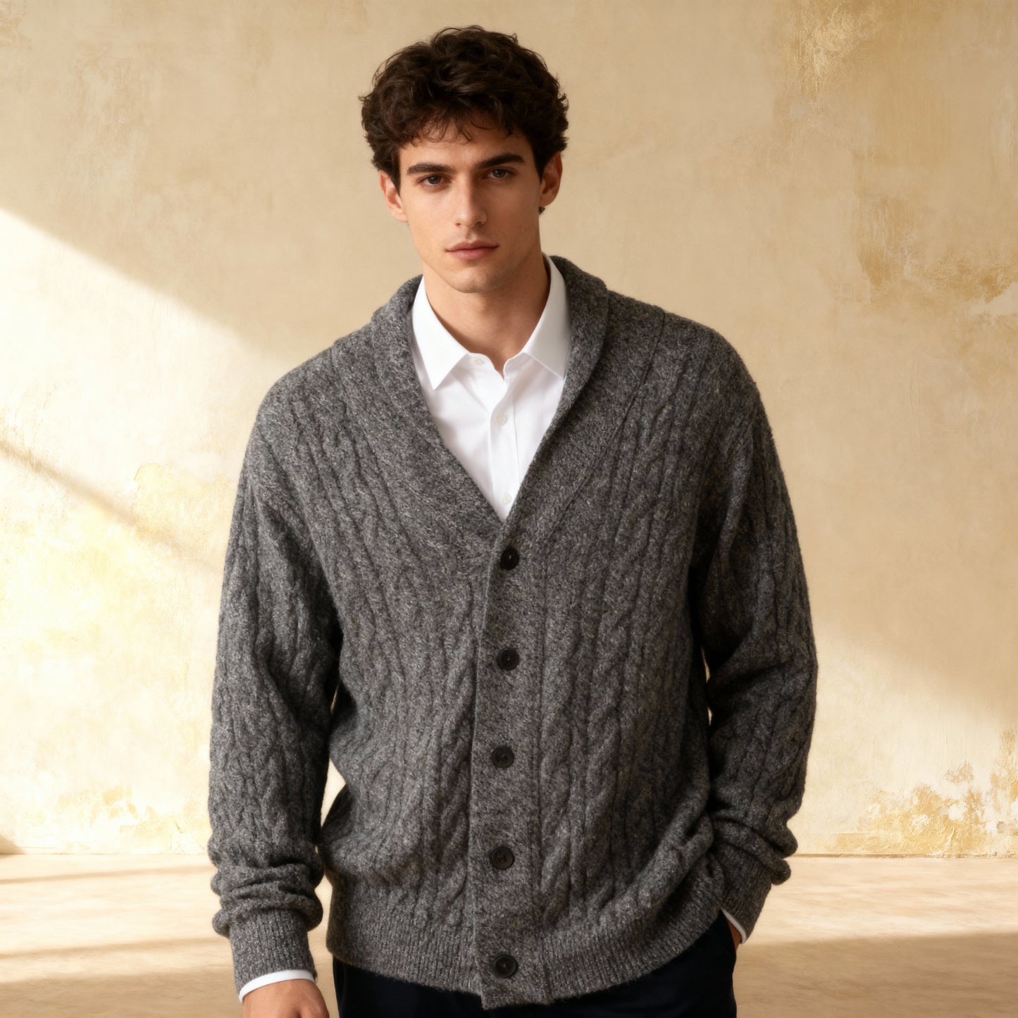 V-Neck Cardigan Sweater, 100% Merino Wool
