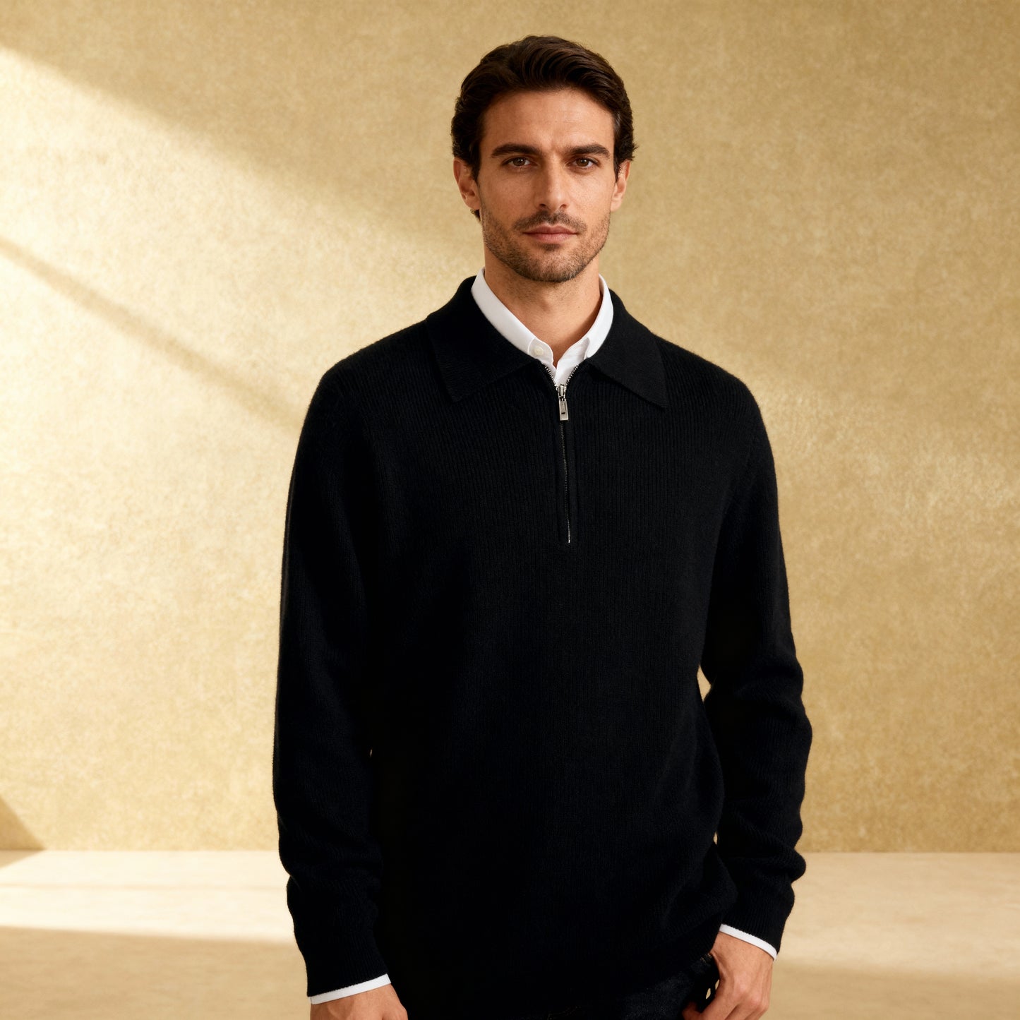 100% Merino Wool Sweater POLO Collar