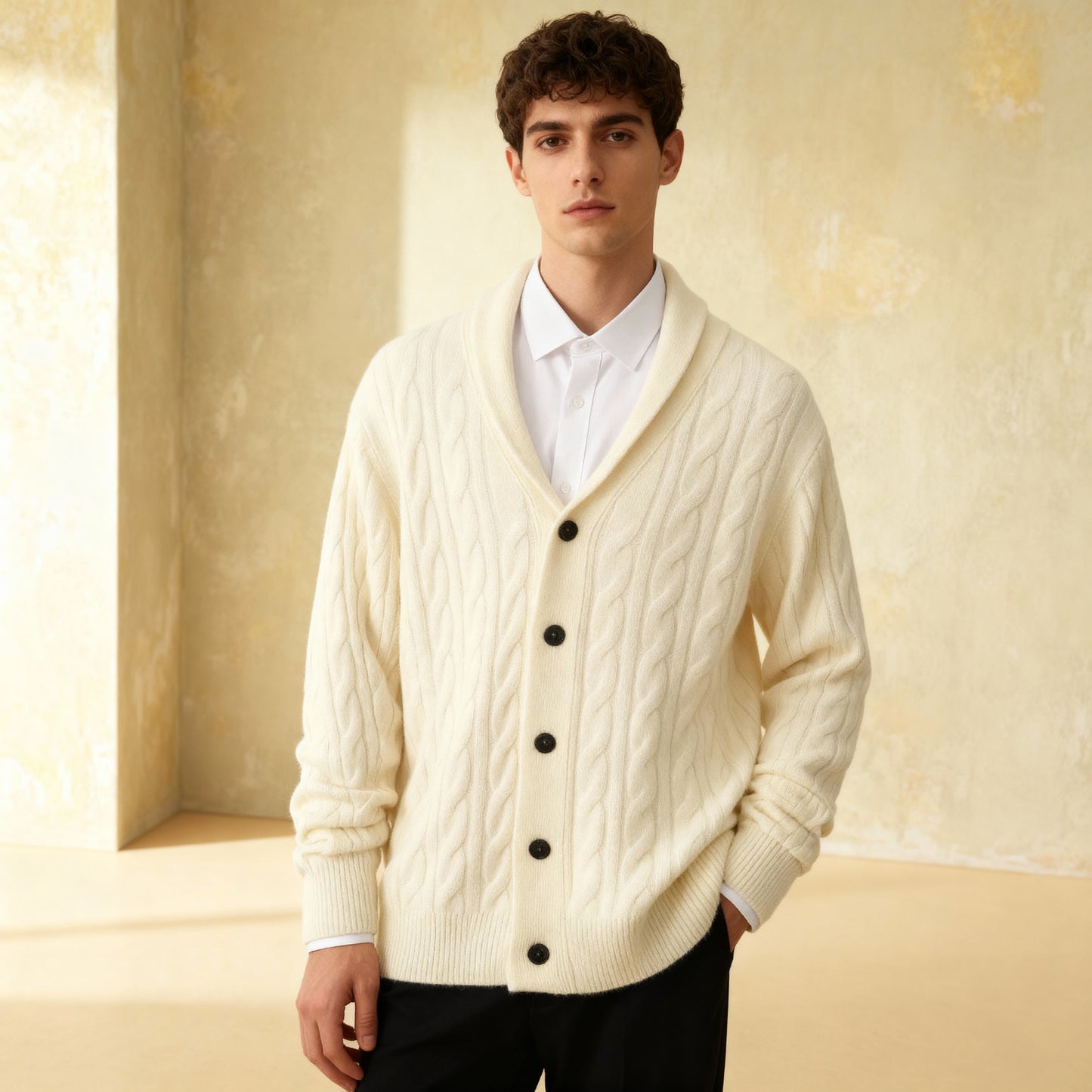 V-Neck Cardigan Sweater, 100% Merino Wool