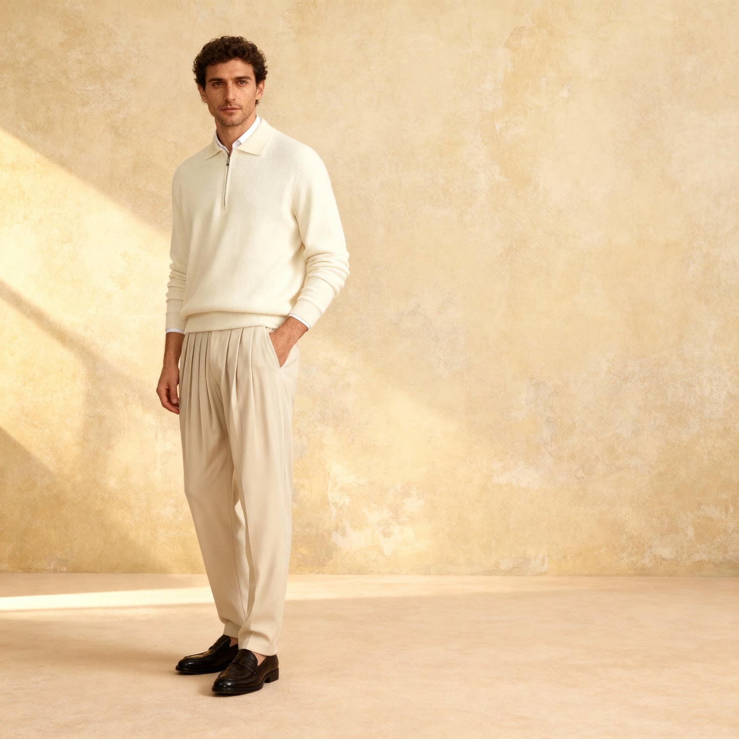 100% Merino Wool Sweater POLO Collar