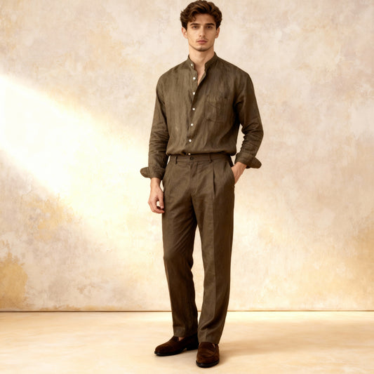 Casual Breathable Pure 100% Linen Long-Sleeved Shirt