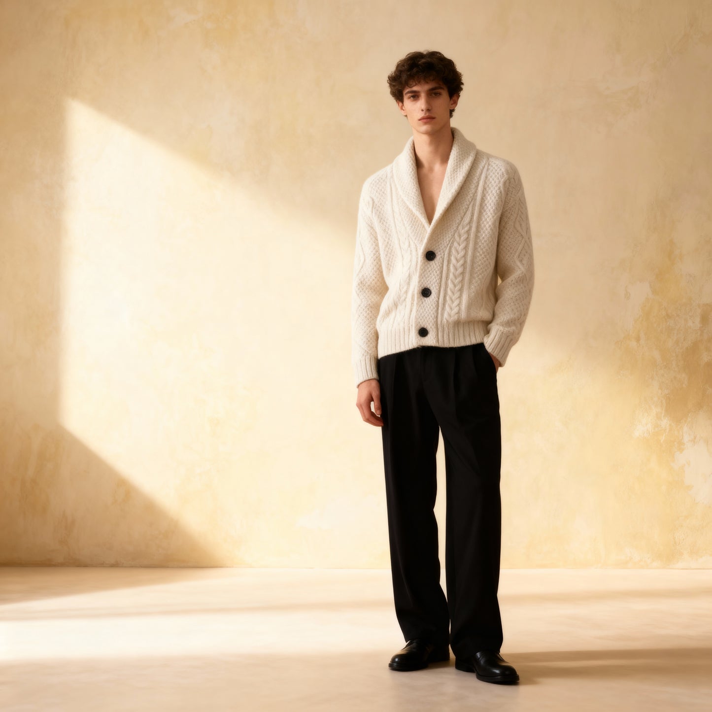 100% Merino Wool Sweater Lapel Knitted Cardigan