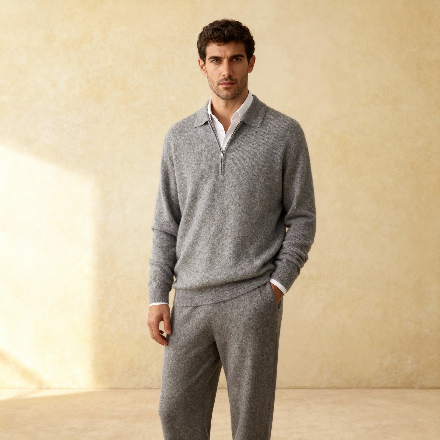 100% Merino Wool Sweater POLO Collar