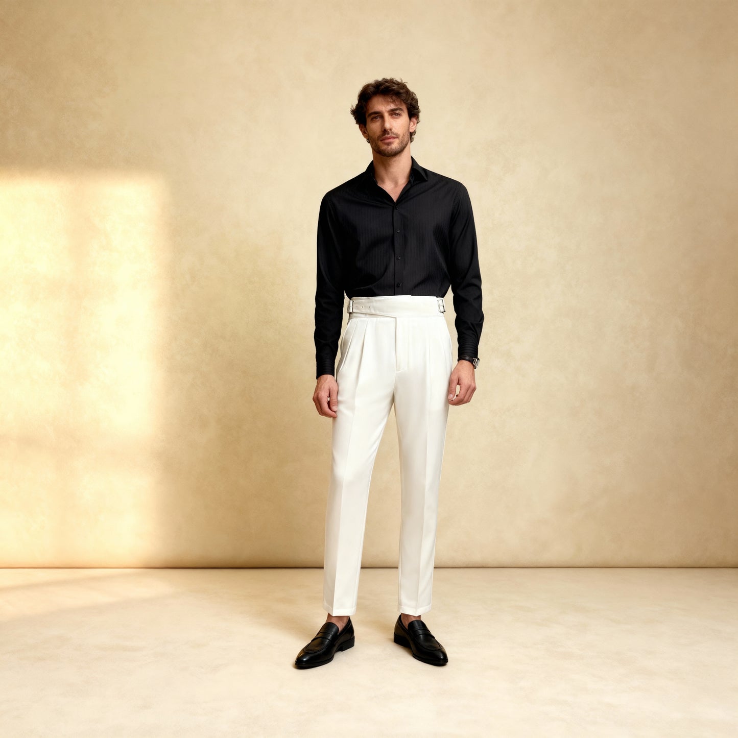 Retro High Waist Straight Trousers