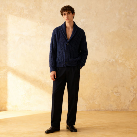 100% Merino Wool Sweater Lapel Knitted Cardigan